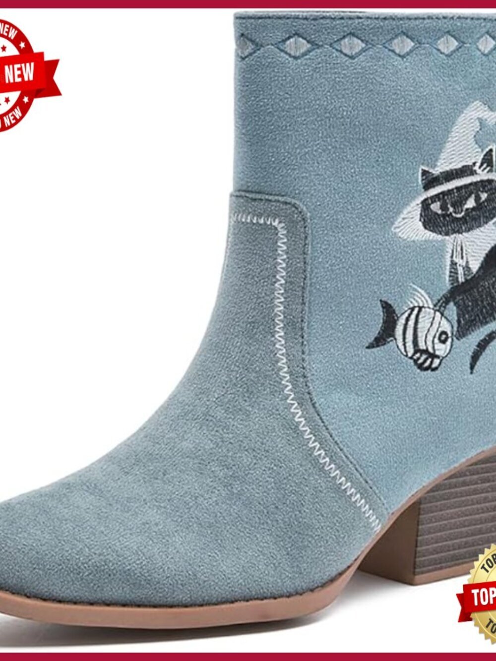 Cowgirl Suede Pointed Toe Mid Calf Embroidered Western Boots Size 5-11